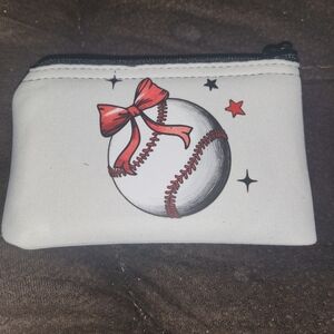 White Baseball Themed Pouch